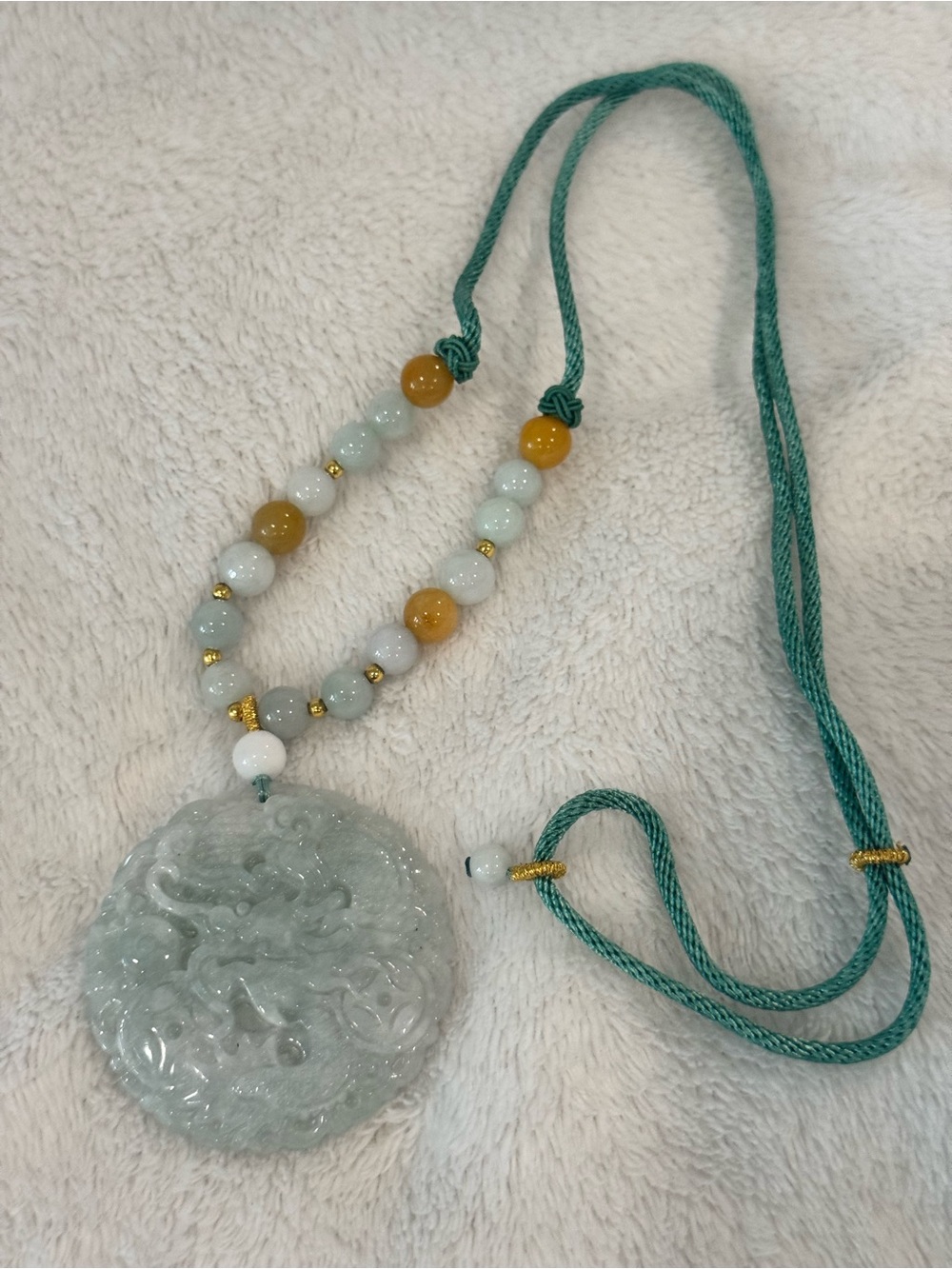 Green Jade Jadeite Dragon Pendant Necklace
